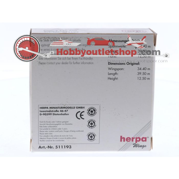 Schaal 1:500 Herpa 511193 Boeing 737-800 Air Berlin Reg. D-ABAH #8632