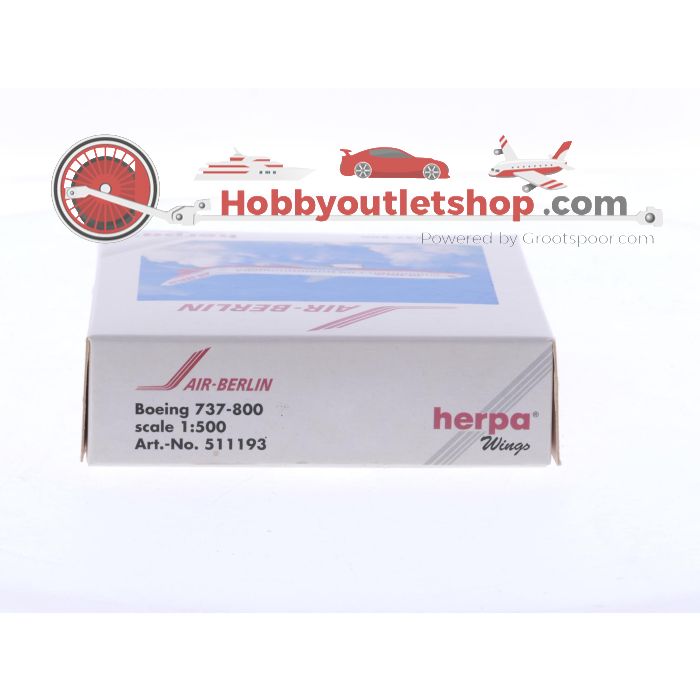 Schaal 1:500 Herpa 511193 Boeing 737-800 Air Berlin Reg. D-ABAH #8632