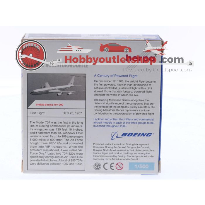 Schaal 1:500 Herpa 510622 Boeing 707-300 Boeing Company Reg. N68657 #8637