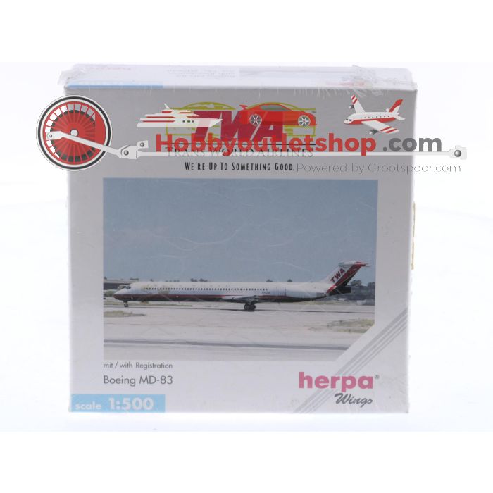 Schaal 1:500 Herpa 507646 Boeing MD-83 TWA - Trans World Airlines Reg. N9621A #8640