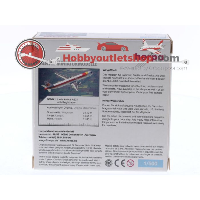 Schaal 1:500 Herpa 508841 Airbus A321 Iberia Reg. EC-HUH #8644