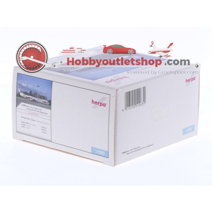 Schaal 1:500 Herpa 510639 Airbus A321 + McDonnell Douglas MD-83 'Trigema - set' Aero Lloyd Reg. D-ALAK en D-ALLE #8650