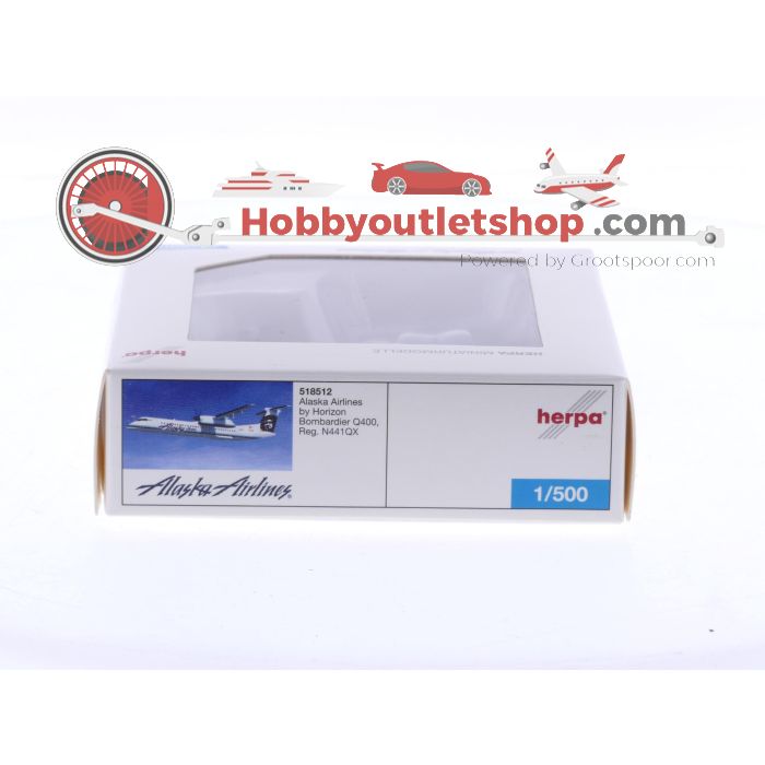 Schaal 1:500 Herpa 518512 Bombardier Q400 Alaska Airlines by Horizon Reg. N441QX #8652 - sku: 20251128050337 - Gebruikt - Zo goed als nieuw - Afbeelding 3
