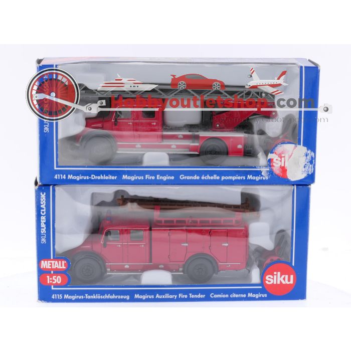 Schaal 1:50 Siku 4114 en 4115 set van 2 brandweerwagens #8653