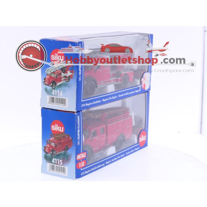 Schaal 1:50 Siku 4114 en 4115 set van 2 brandweerwagens #8653