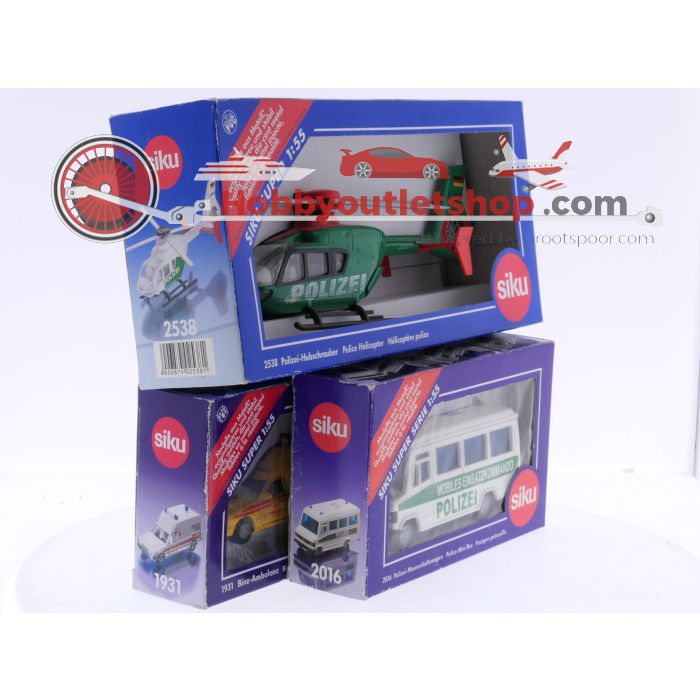 Schaal 1:55 Siku 1931, 2016 en 2538 set van 3 hulpdienstvoertuigen #8655
