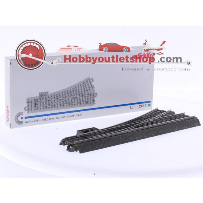Schaal H0 Märklin 24611 wissel links 188,3 mm R2 437,5 mm #9033 - sku: 20260219030758 - Used - Good condition - Photo 4