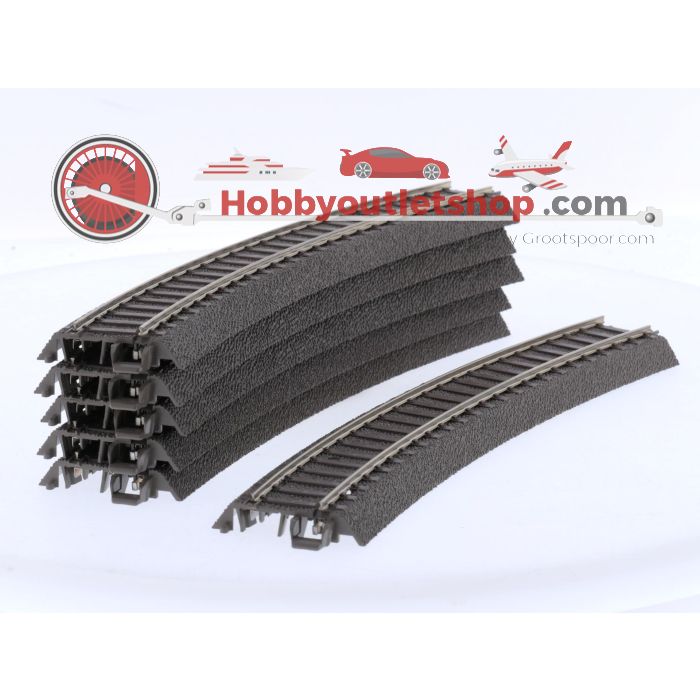 Schaal H0 Trix 62130 gebogen C-rail Radius 360 mm 30° 6 st. #9047 - sku: 20260225024002 - Used - Very good condition - Photo 4