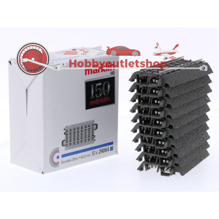 Schaal H0 Märklin 24064 C-rail recht 64,3 mm 10 st. #9053 - sku: 20260226034135 - Gebruikt - Zeer goede staat - Afbeelding 4