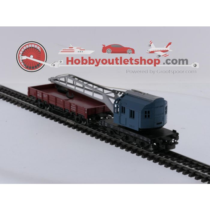 Schaal H0 Märklin 4424 & 4611 kraanwagen Krupp-Ardelt met lageboordwagen van de DB #9109 - sku: 20260311041224 - Gebruikt - Goede staat - Afbeelding 2