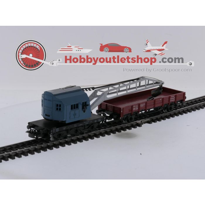 Schaal H0 Märklin 4424 & 4611 kraanwagen Krupp-Ardelt met lageboordwagen van de DB #9109 - sku: 20260311041224 - Gebruikt - Goede staat - Afbeelding 3