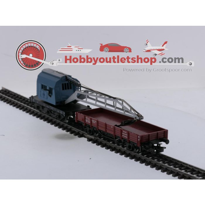 Schaal H0 Märklin 4424 & 4611 kraanwagen Krupp-Ardelt met lageboordwagen van de DB #9109 - sku: 20260311041224 - Gebruikt - Goede staat - Afbeelding 4