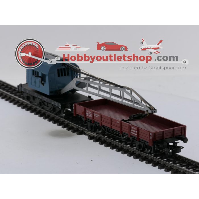 Schaal H0 Märklin 4424 & 4611 kraanwagen Krupp-Ardelt met lageboordwagen van de DB #9109 - sku: 20260311041224 - Gebruikt - Goede staat - Afbeelding 5