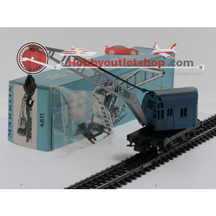 Schaal H0 Märklin 4424 & 4611 kraanwagen Krupp-Ardelt met lageboordwagen van de DB #9109 - sku: 20260311041224 - Gebruikt - Goede staat - Afbeelding 6