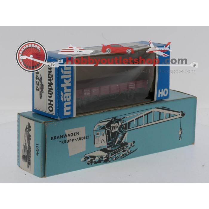 Schaal H0 Märklin 4424 & 4611 kraanwagen Krupp-Ardelt met lageboordwagen van de DB #9109 - sku: 20260311041224 - Gebruikt - Goede staat - Afbeelding 9