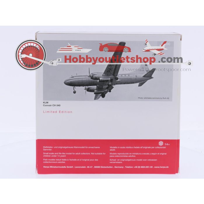 Schaal 1:200 Herpa 559393 Convair CV-340 "Pieter Brueghel" KLM Reg. PH-TGD #9146 - sku: 20260324104555 - Gebraucht - Wie Neu - Bild 3