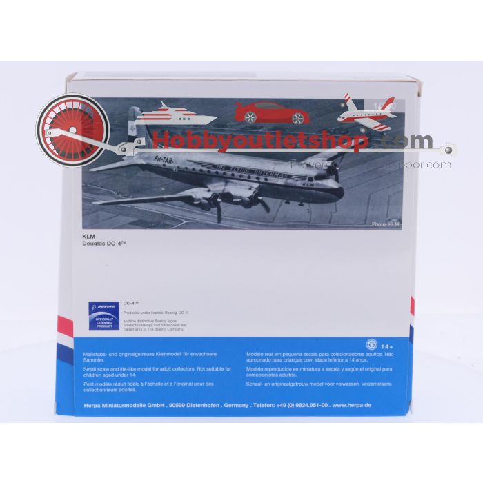 Schaal 1:200 Herpa 559799 Douglas DC-4 "Rotterdam" KLM Reg. PH-TAR #9147 - sku: 20260324110514 - Gebruikt - Zo goed als nieuw - Afbeelding 3