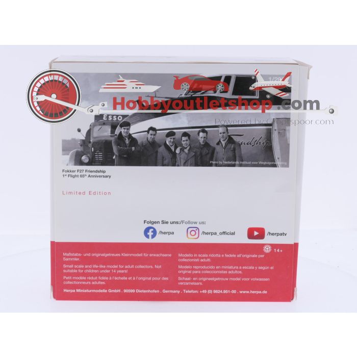 Schaal 1:200 Herpa 570930 Fokker F27 Friendship "1st Flight 65th Anniversary" KLM Reg. PH-KZE #9149 - sku: 20260324114718 - Gebraucht - Wie Neu - Bild 3
