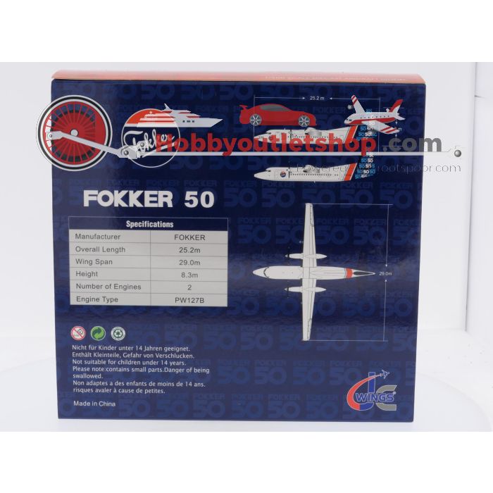 Schaal 1:200 JC Wings LH2216 Fokker 50 "House Color" Reg. PH-OSI #9151 - sku: 20260324012413 - Gebraucht - Wie Neu - Bild 8