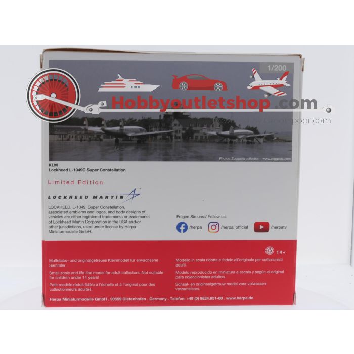 Schaal 1:200 Herpa 571746 Lockheed L-1049C Super Constellation "Photon" KLM Reg. PH-LKU #9155 - sku: 20260325101558 - Gebruikt - Zo goed als nieuw - Afbeelding 8