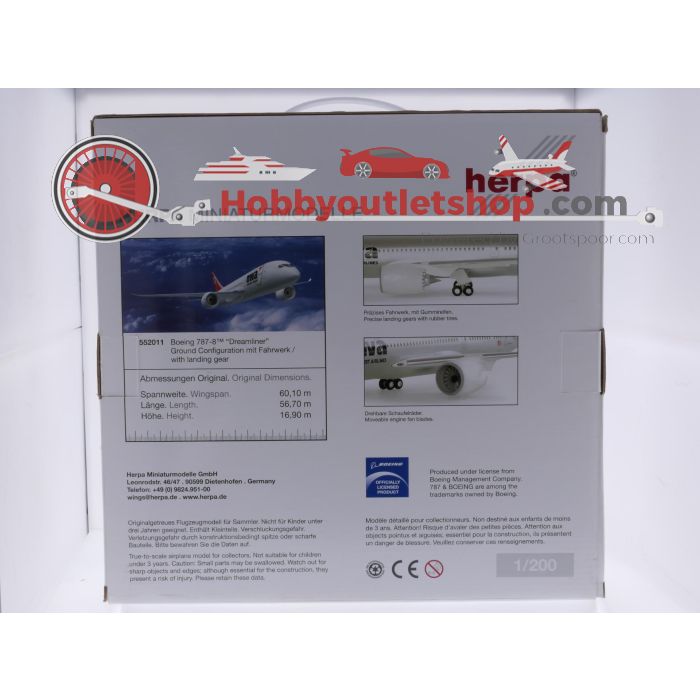 Schaal 1:200 Herpa 552011 Boeing 787-8 'Dreamliner' Northwest Airlines Reg. N787US #9344 - sku: 20260508052359 - Gebruikt - Zo goed als nieuw - Afbeelding 9