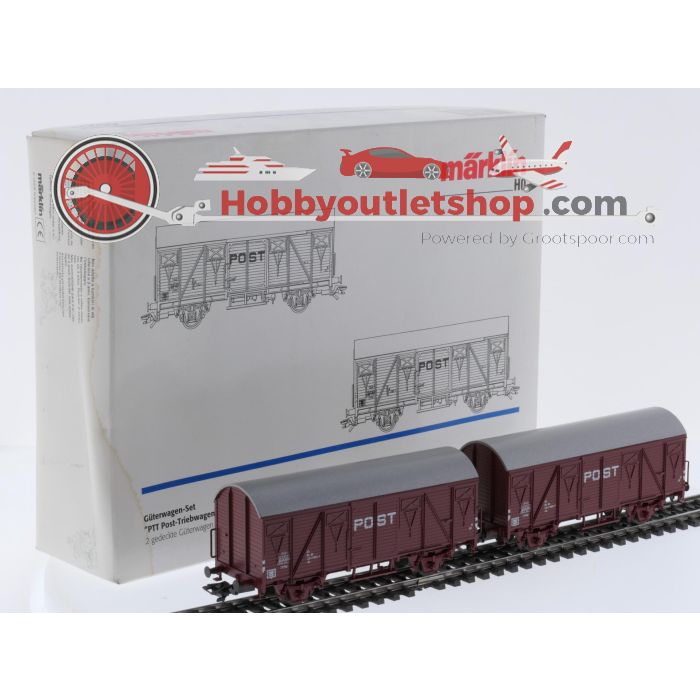 Schaal H0 Märklin 46271 wagenset 'PTT Post' 2 gesloten goederen postwagens van de NS. Met gelijstroomassen #9418 - sku: 20260604112605 - Gebruikt - Zeer goede staat - Afbeelding 11