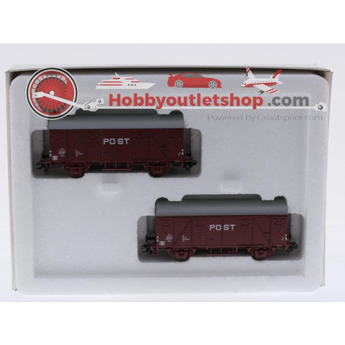 Schaal H0 Märklin 46271 wagenset 'PTT Post' 2 gesloten goederen postwagens van de NS. Met gelijstroomassen #9418 - sku: 20260604112605 - Gebruikt - Zeer goede staat - Afbeelding 12