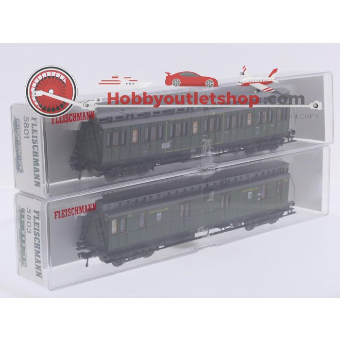 Schaal H0 Fleischmann NEW OLD STOCK COMPLETE SET 4800, 5800, 5801, 5802 en 5803 stoomlocomotief P8 met personenrijtuigen van de KPEV. New old stock #9433 - sku: 20260611012822 - Nieuw - Afbeelding 2