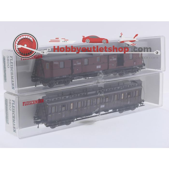 Schaal H0 Fleischmann NEW OLD STOCK COMPLETE SET 4800, 5800, 5801, 5802 en 5803 stoomlocomotief P8 met personenrijtuigen van de KPEV. New old stock #9433 - sku: 20260611012822 - Nieuw - Afbeelding 4