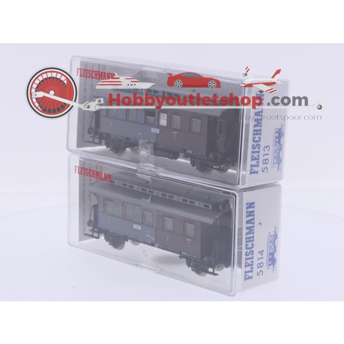 Schaal H0 Fleischmann NEW OLD STOCK COMPLETE SET 4810, 5810, 5811, 5812, 5813 en 5814 stoomlocomotief met personenrijtuigen van de KPEV. #9434 - sku: 20260611021824 - Nieuw - Afbeelding 3
