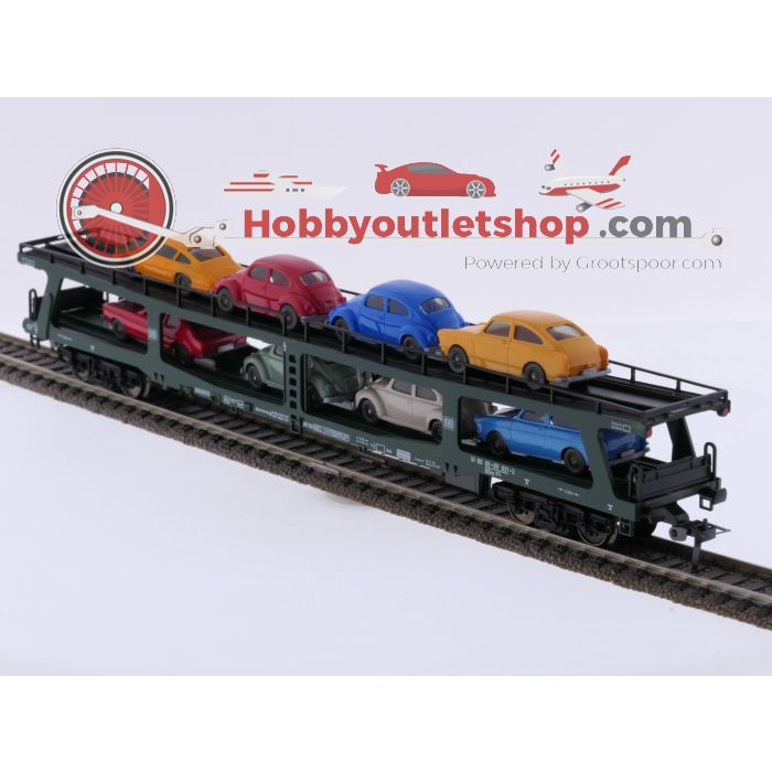 Schaal H0 Fleischmann 5285 set van 2 autotransporter DDm 915 met acht voertuigen van de DB #9464 - sku: 20260618045858 - Used - New condition - Photo 3