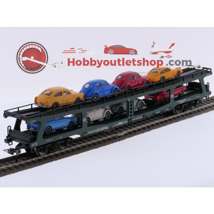 Schaal H0 Fleischmann 5285 set van 2 autotransporter DDm 915 met acht voertuigen van de DB #9464 - sku: 20260618045858 - Used - New condition - Photo 4