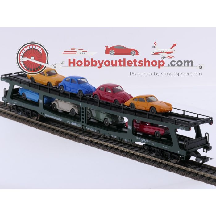 Schaal H0 Fleischmann 5285 set van 2 autotransporter DDm 915 met acht voertuigen van de DB #9464 - sku: 20260618045858 - Used - New condition - Photo 5