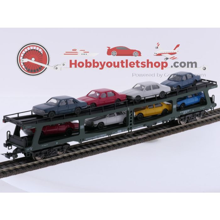 Schaal H0 Fleischmann 5285 set van 2 autotransporter DDm 915 met acht voertuigen van de DB #9464 - sku: 20260618045858 - Used - New condition - Photo 6