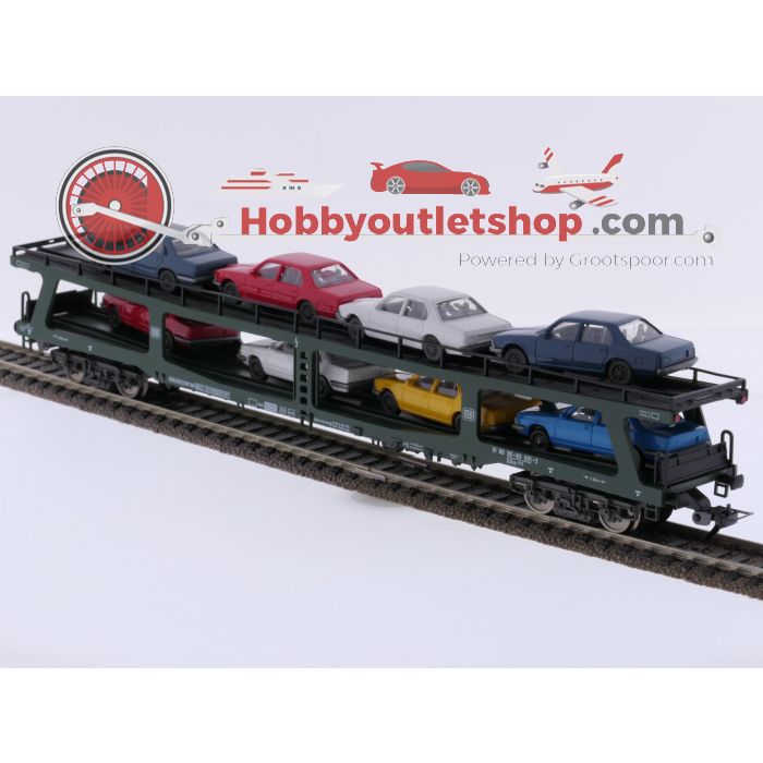 Schaal H0 Fleischmann 5285 set van 2 autotransporter DDm 915 met acht voertuigen van de DB #9464 - sku: 20260618045858 - Used - New condition - Photo 7