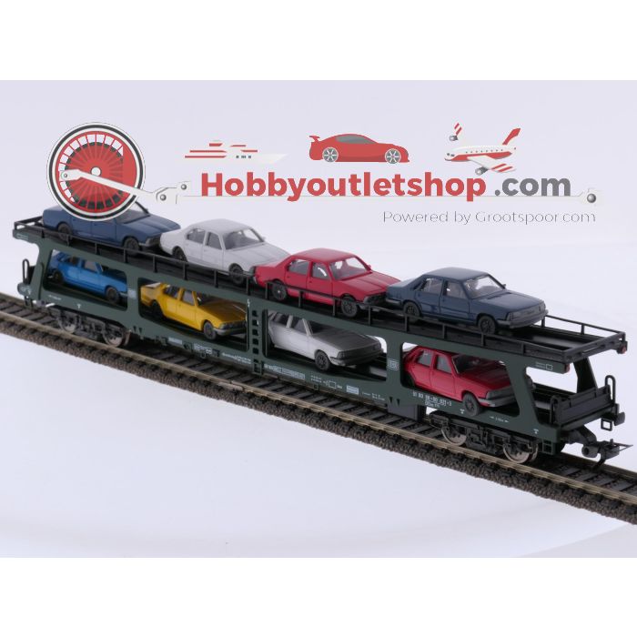 Schaal H0 Fleischmann 5285 set van 2 autotransporter DDm 915 met acht voertuigen van de DB #9464 - sku: 20260618045858 - Used - New condition - Photo 9