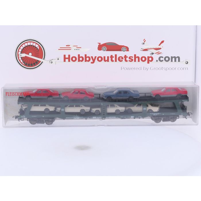 Schaal H0 Fleischmann 5284 autotransporter DDm 915 met acht voertuigen van de DB #9465 - sku: 20260619091052 - Gebruikt - Nieuwstaat - Afbeelding 6