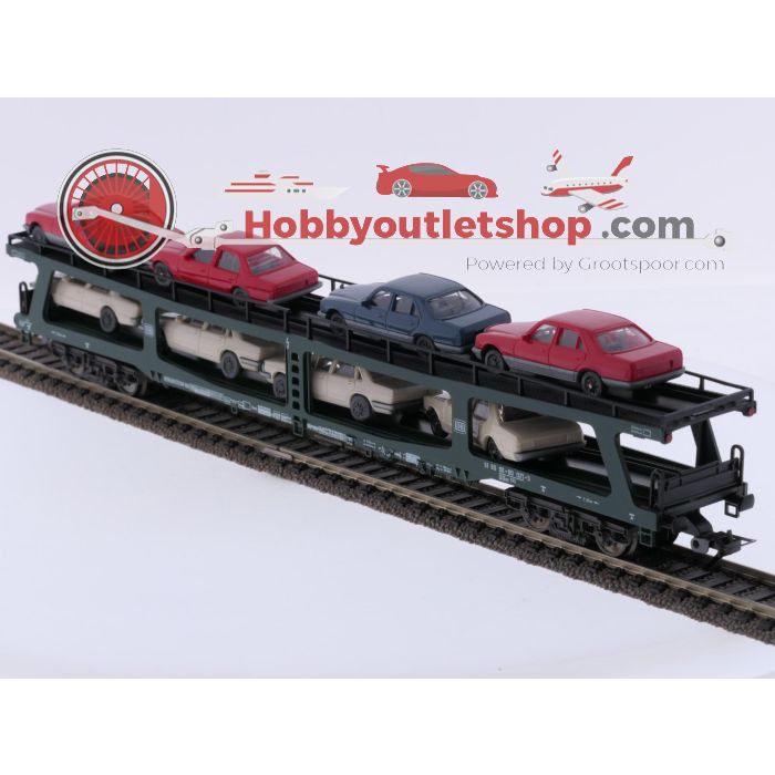 Schaal H0 Fleischmann 5284 autotransporter DDm 915 met acht voertuigen van de DB #9465 - sku: 20260619091052 - Gebruikt - Nieuwstaat - Afbeelding 2