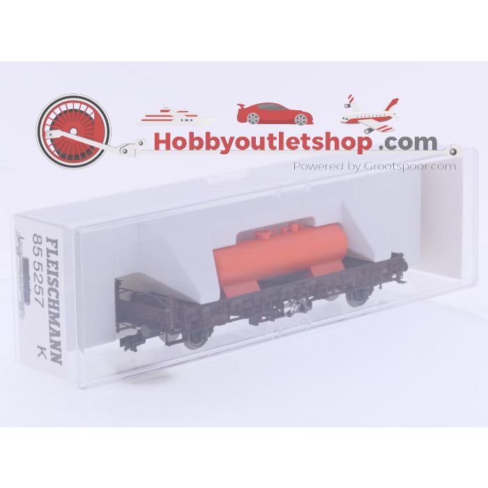 Schaal H0 Fleischmann NEW OLD STOCK 85 5257 K lageboordwagen Rmso 31 met olieketel van de DB #9481 - sku: 20260619040630 - Nieuw - Afbeelding 2
