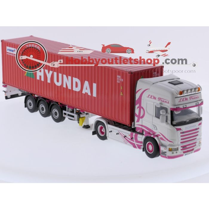 Schaal 1:50 WSI Models 01-2309 Scania Stremline Topline 4x2 'L&M Trans' + containertrailer - 3 axle / 40 ft. container 'Hyundai' #9624 - sku: 20260708095835 - Gebruikt - Zeer goede staat - Afbeelding 4