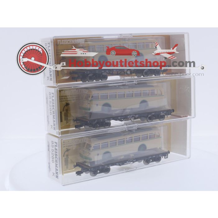 Schaal H0 Fleischmann 85 5286 K vierassige zwaartransportwagen SSyms 46 met Oberleitungsbus (trolleybus) van de DB #9670 - sku: 20260714025921 - Nieuw - Afbeelding 13