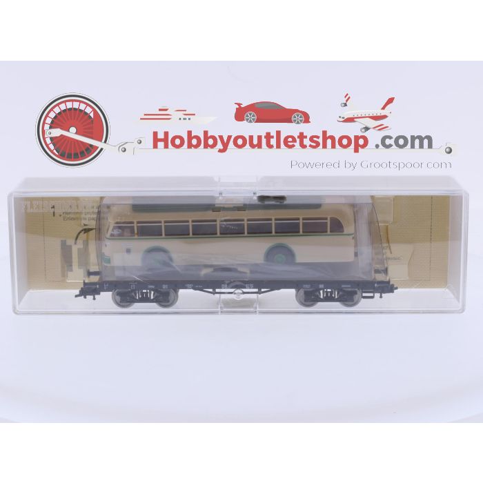 Schaal H0 Fleischmann 85 5286 K vierassige zwaartransportwagen SSyms 46 met Oberleitungsbus (trolleybus) van de DB #9670 - sku: 20260714025921 - Nieuw - Afbeelding 3