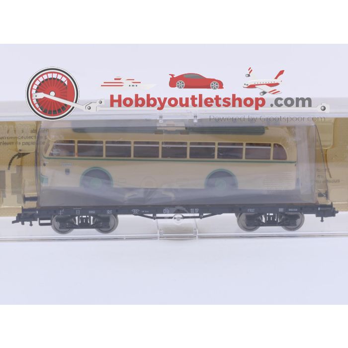 Schaal H0 Fleischmann 85 5286 K vierassige zwaartransportwagen SSyms 46 met Oberleitungsbus (trolleybus) van de DB #9670 - sku: 20260714025921 - Nieuw - Afbeelding 6