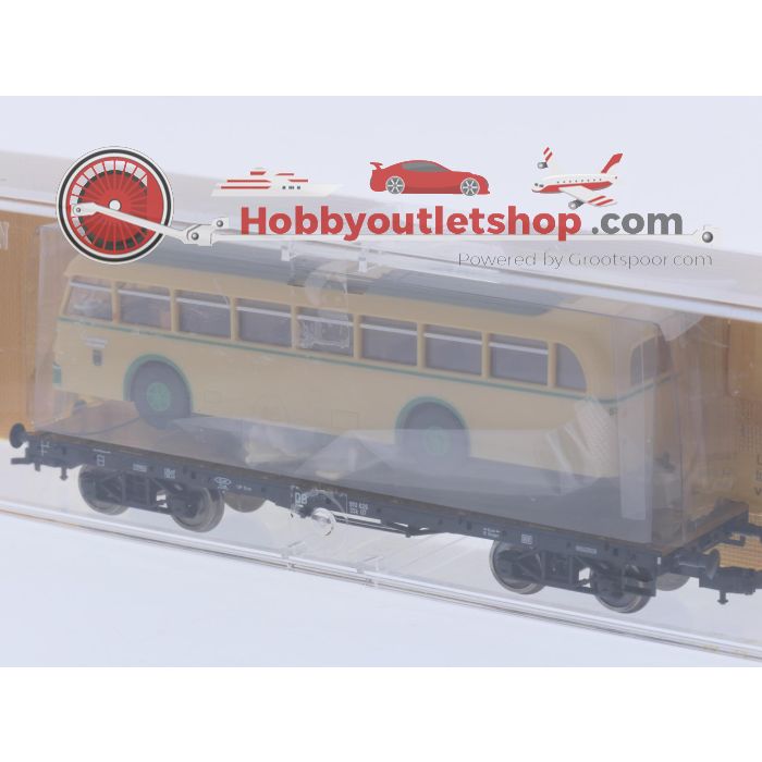 Schaal H0 Fleischmann 85 5286 K vierassige zwaartransportwagen SSyms 46 met Oberleitungsbus (trolleybus) van de DB #9670 - sku: 20260714025921 - Nieuw - Afbeelding 10