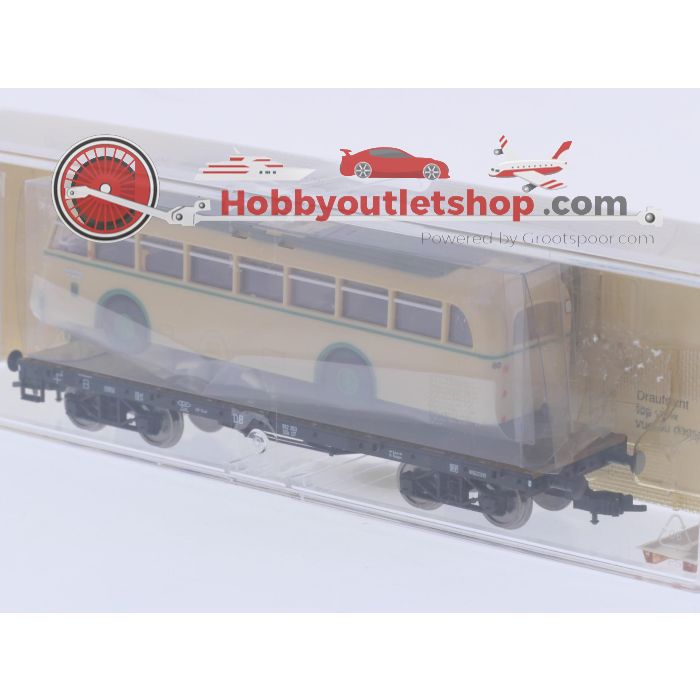 Schaal H0 Fleischmann 85 5286 K vierassige zwaartransportwagen SSyms 46 met Oberleitungsbus (trolleybus) van de DB #9670 - sku: 20260714025921 - Nieuw - Afbeelding 11