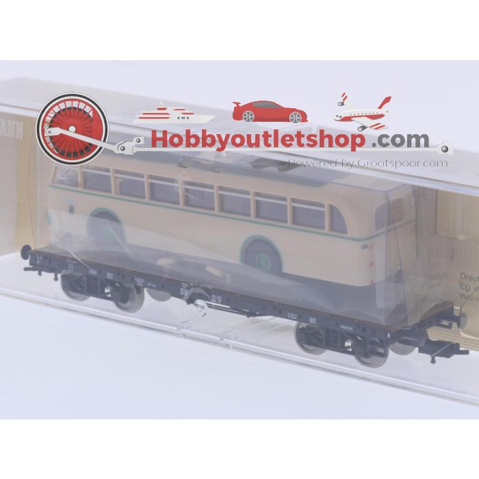 Schaal H0 Fleischmann 85 5286 K vierassige zwaartransportwagen SSyms 46 met Oberleitungsbus (trolleybus) van de DB #9670 - sku: 20260714025921 - Nieuw - Afbeelding 12