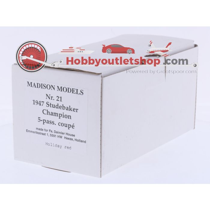 Schaal 1:43 Madison Models NEW OLD STOCK Nr. 21 1947 Studebaker Champion 5-pass. Coupé Holiday red #9773 - sku: 20260805121522 - New - Photo 9