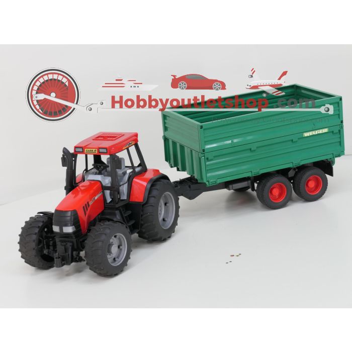 Schaal 1:16 Bruder 2096 tractor Case III CVX170 met Wilger kieper #6632