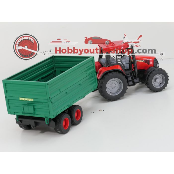 Schaal 1:16 Bruder 2096 tractor Case III CVX170 met Wilger kieper #6632