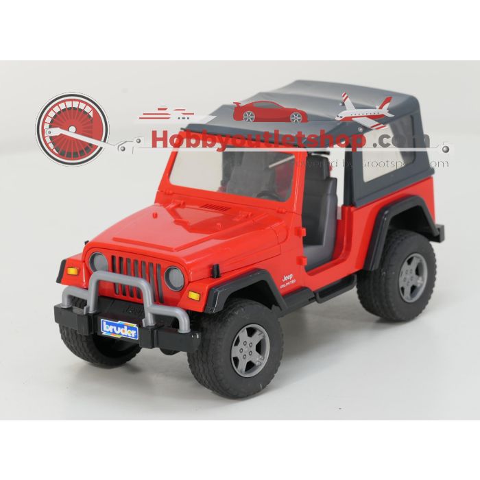 Schaal 1:16 Bruder 2028 en 2520 Jeep Wrangler Unlimited met groene paardentrailer #6654
